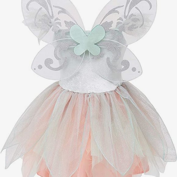 NWT Fairy Costume Dress for Girls, Green Princess Flower Girl Dress, Tutu Dress - Picture 4 of 10